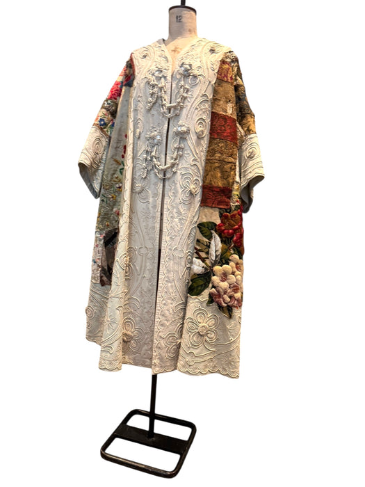 Traina, reworked Museum worthy Victorian, patchwork coat with original gold buttons