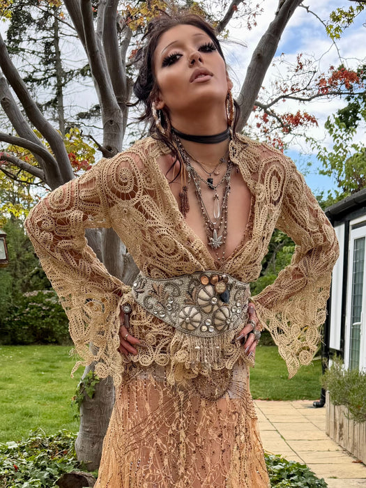 Magnolia, Edwardian needle lace flare sleeve jacket