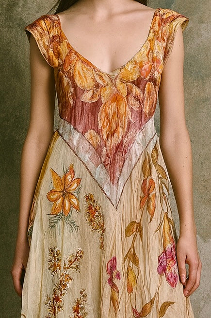 Once, reworked 40s silk floral scarf asymmetric handkerchief dress