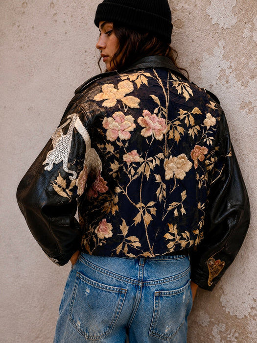 Omega, reworked 70s embroidered biker jacket