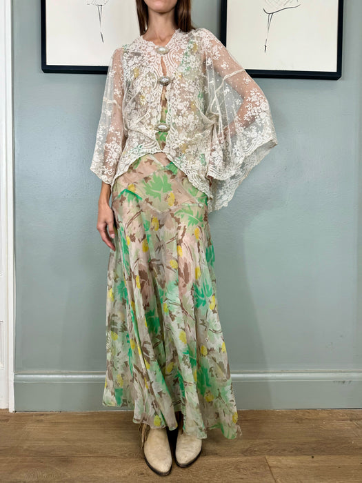 Yoni, hand made 30s cream lace cover up