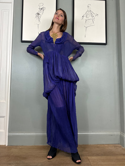 Jude, 30s chiffon purple pleated dress