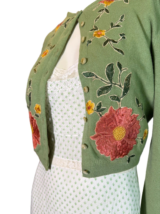 Helen Bond, 1950s cashmere floral cardigan