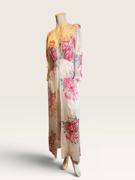 Hay, 1930s silk floral robe with front buttons