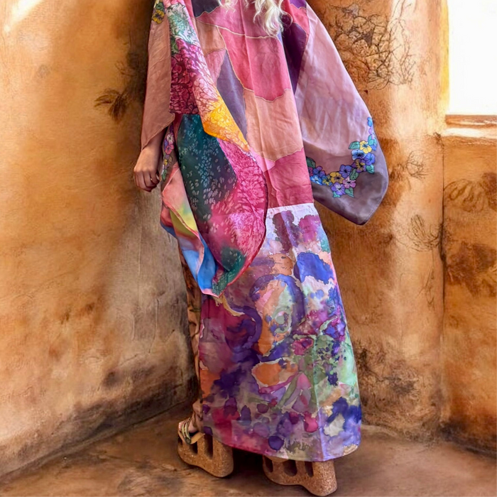 Lorena, 70s hand painted silk kaftan