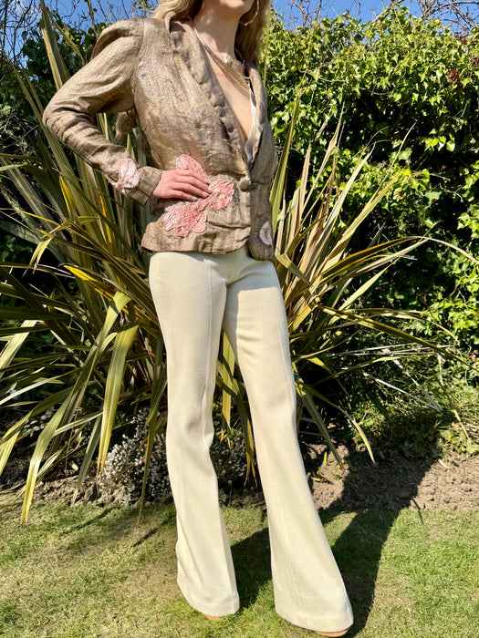 Astoria, 20s lamé jacket with velour florals