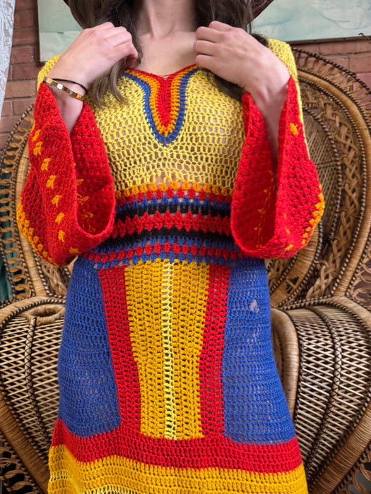 Jodie, 70s crochet long dress