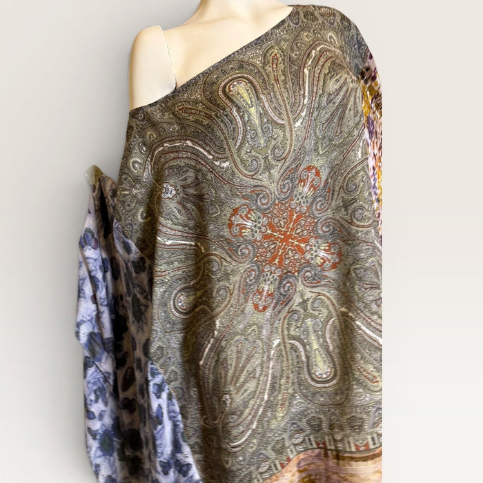 Mona, reworked reversible silk patchwork kaftan