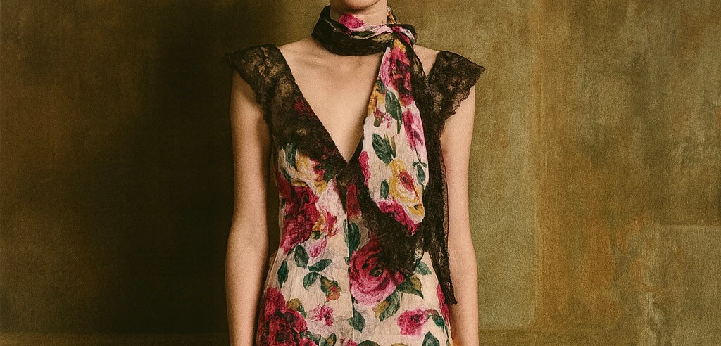 Traina, 30s floral chiffon ad lace jumpsuit and stole