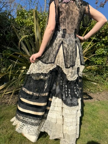 Hera, reworked monochrome 20s lace coat