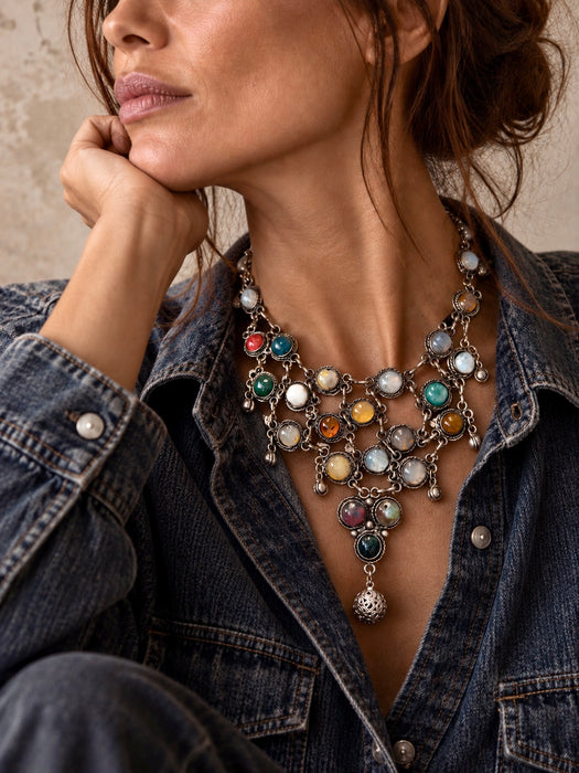 Jasmir, 1970s stranded silver and gemstone necklace