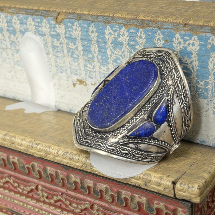 Lydia, Antique Native American lapis metal cuff