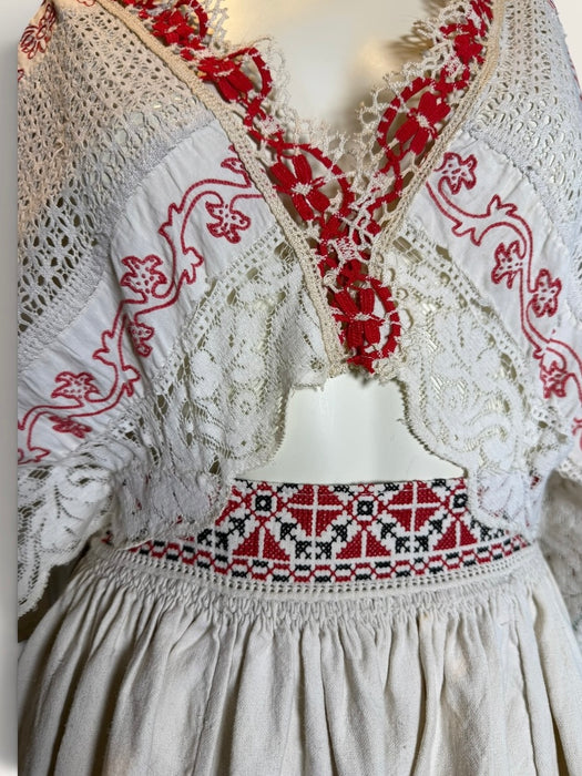Dahlia, reworked Eastern European folk embroidered dress