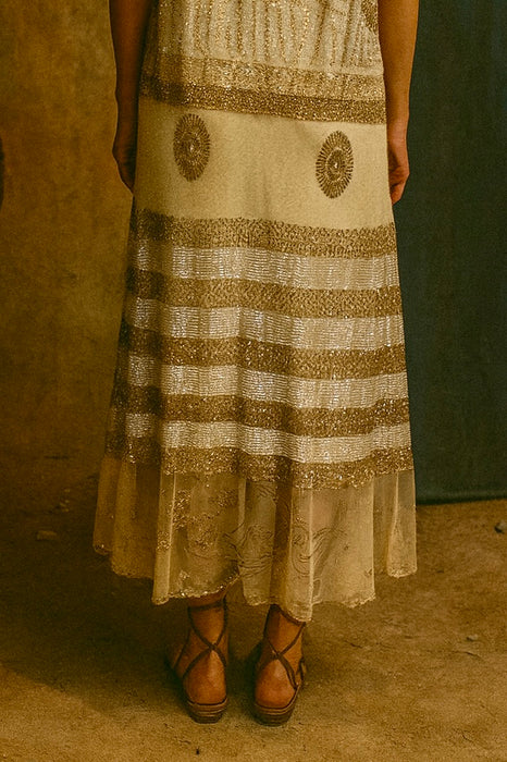 Astor, 20s Art Deco sequins and beaded long dress