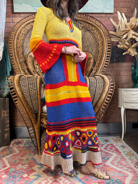 Jodie, 70s crochet long dress