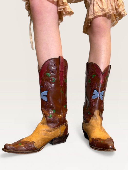 Marfa, original 70s tooled hand painted cowboy boots
