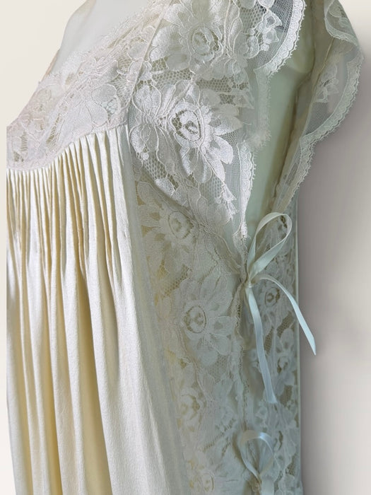 Beatrice, 1930s cream silk and lace side tie dress