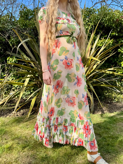 Gladis, 30s floral chiffon dress