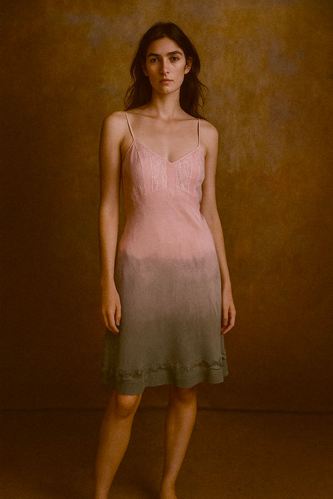 Chai, hand dyed 30s silk slip dress