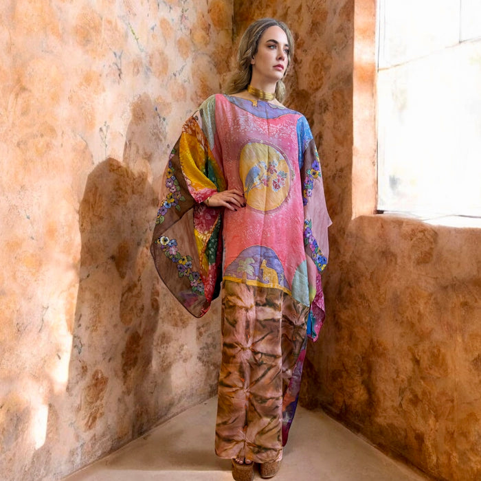 Lorena, 70s hand painted silk kaftan