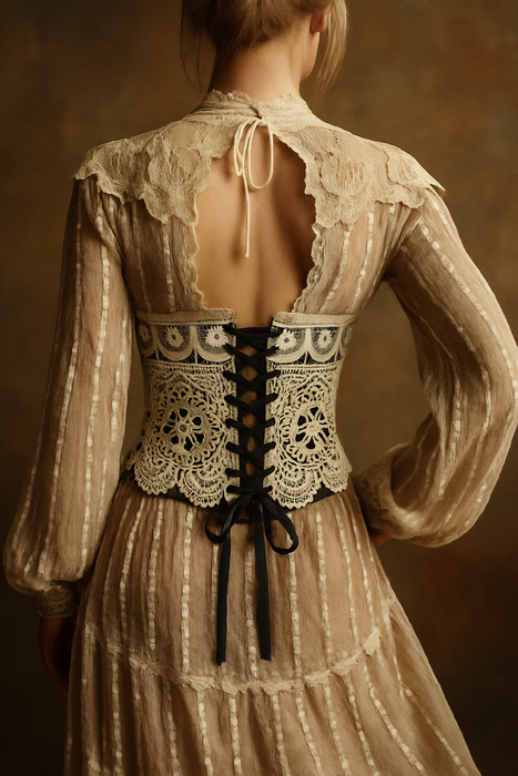 Troy, reworked 40s black lace corset