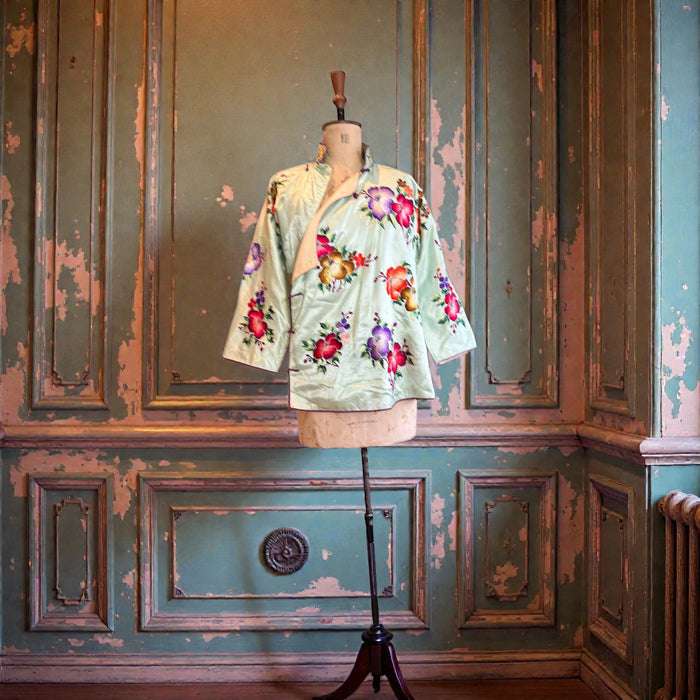 Tara, 40s Chinese mint green embroidered floral jacket