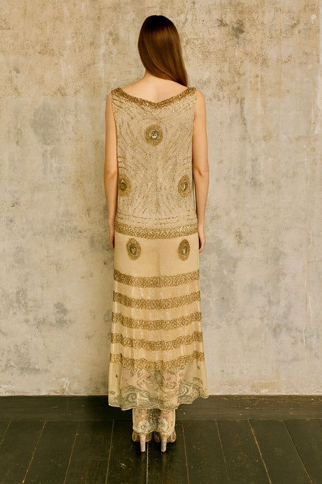 Astor, 20s Art Deco sequins and beaded long dress