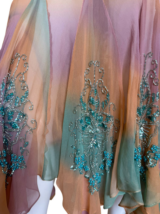 Calor, 90s hand dyed bias cut mermaid beaded dress