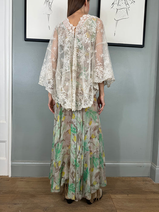 Yoni, hand made 30s cream lace cover up