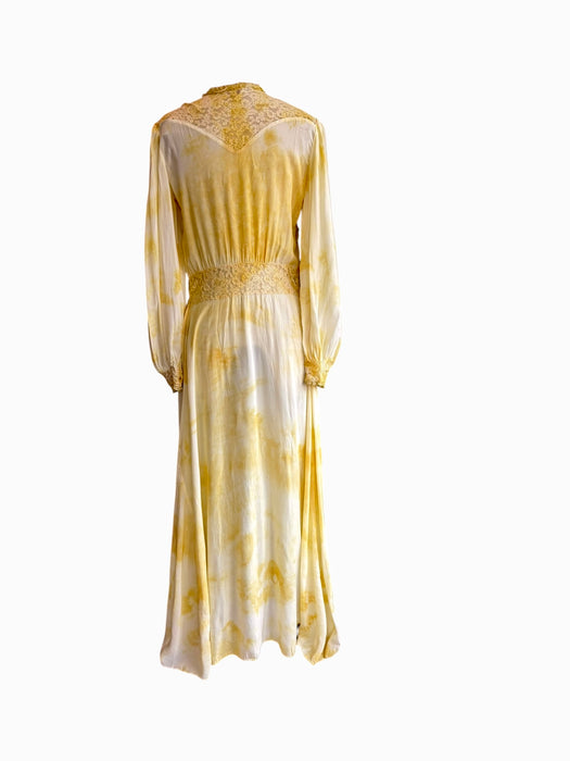 Barley, hand dyed 30s silk and lace robe