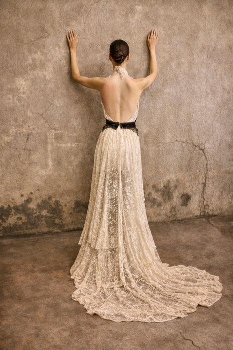 August, reworked Victorian French lace and 20s beaded dress