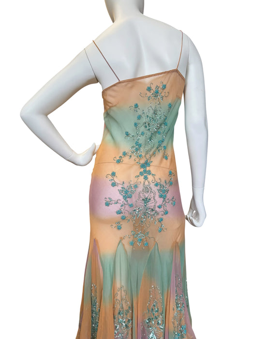 Calor, 90s hand dyed bias cut mermaid beaded dress