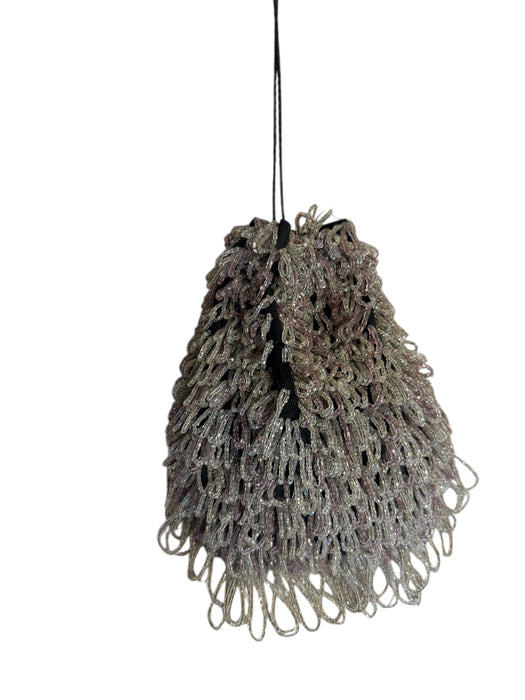 Lola, 20s silver beaded drawstring handbag
