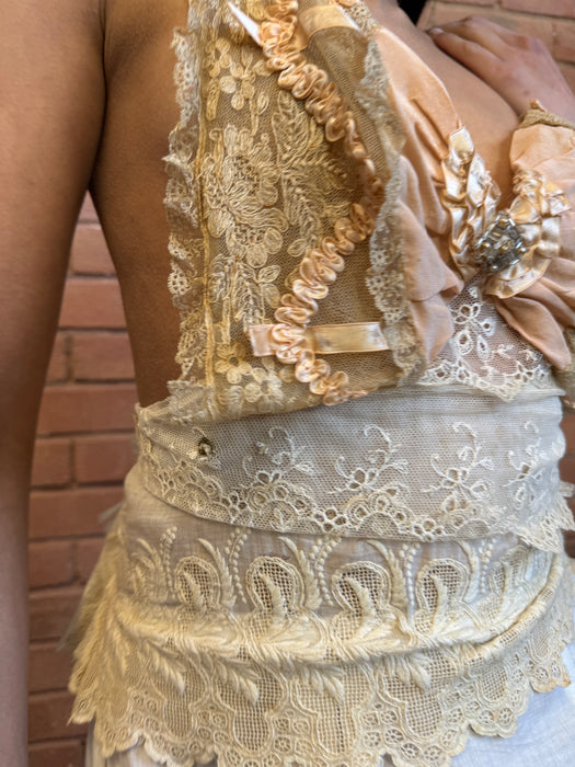 Heather, reworked tiered 40s lace dress