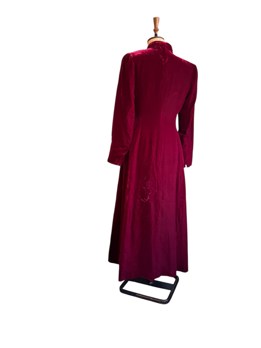 Michéle Pernetta, 80s burgundy velour cat eye long coat