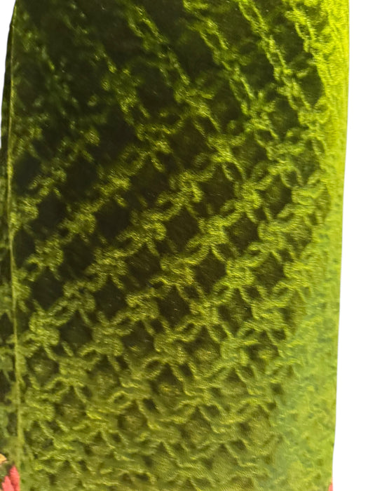 Olivia, reworked Edwardian olive green floral velour skirt and jacket