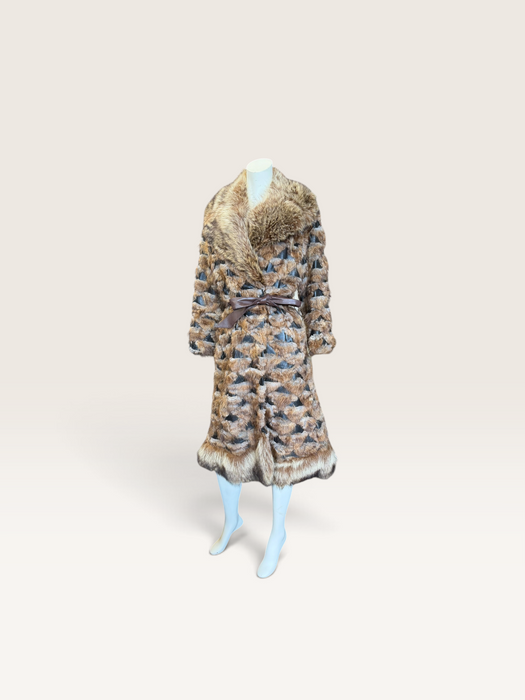 Macy’s 70s mixed leather and fur trench coat