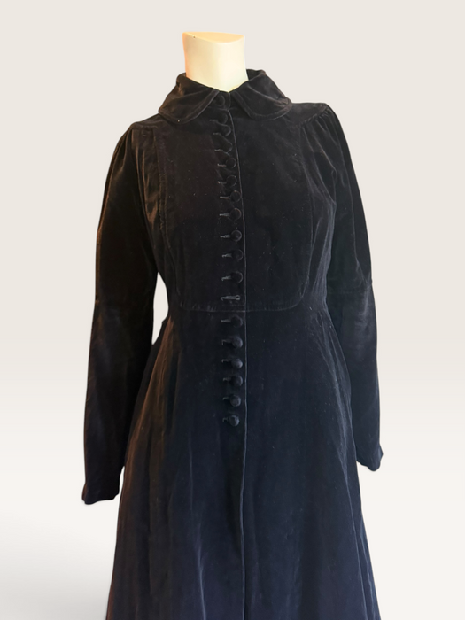 Ossie Clark, 1970s black velvet equestrian style coat