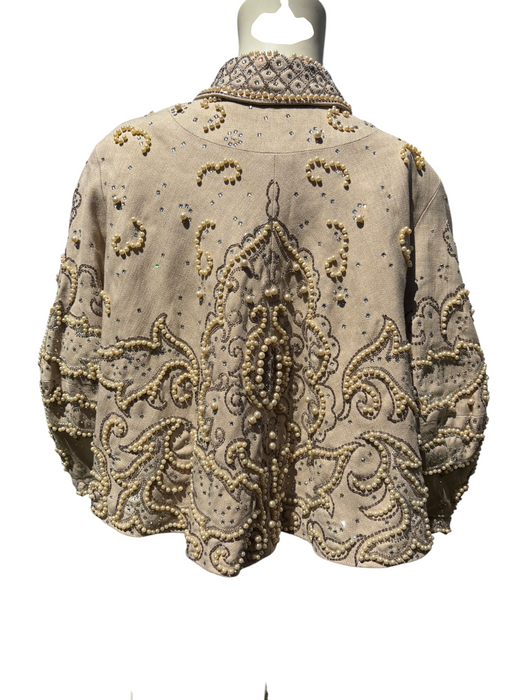 Odette, 1960s cocoon sleeves beaded metallic pearl jacket
