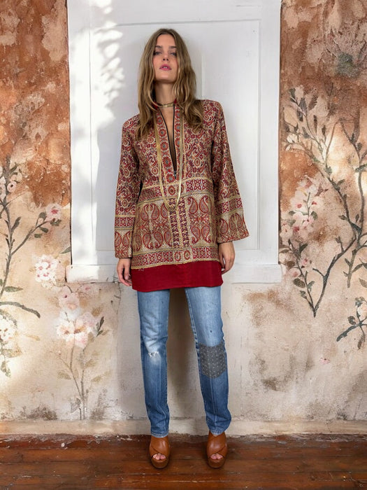 Eros, 40s paisley wool zip tunic