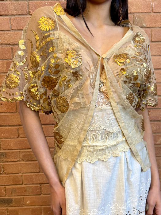 Esther, 20s net and gold floral bolero