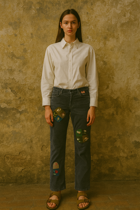 Abigail, 70s Brown patchwork corduroy trousers