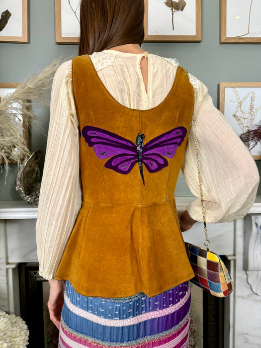 Effi, 70s suede embroidered waistcoat