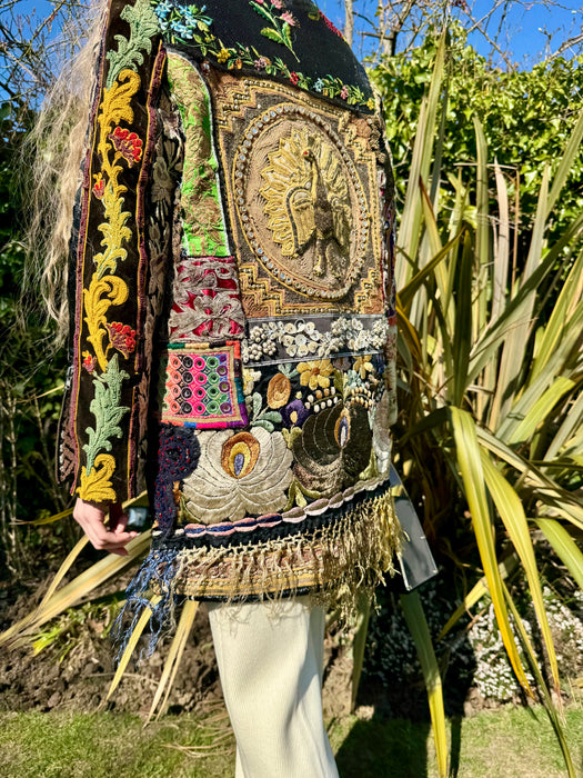 Didier, reversible 60s zip up coat with patchwork design
