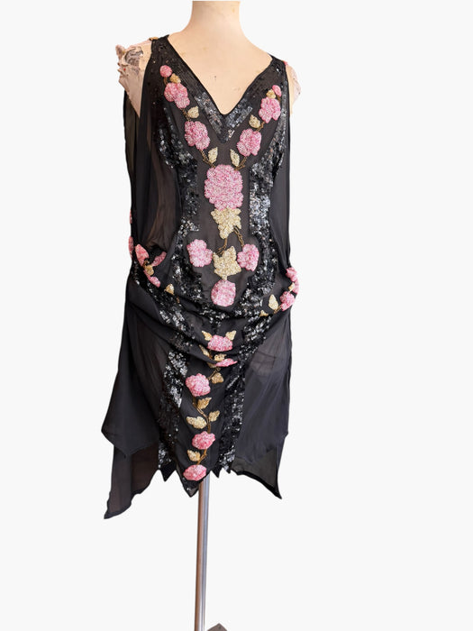 Greta, reworked 20s beaded short asymmetric dress