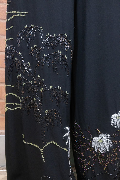 Dries Van Noten, 90s beaded chinoiserie silk trousers