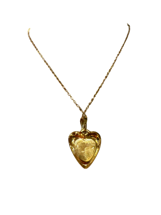 Erin, vintage heart shape ceramic eye charm and 14 c gold pendant and chain