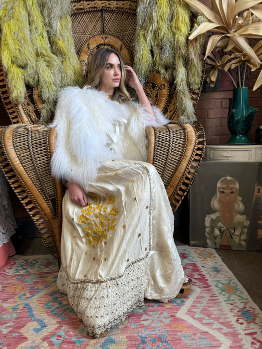 Sadie, 80s Mongolian white fur cape