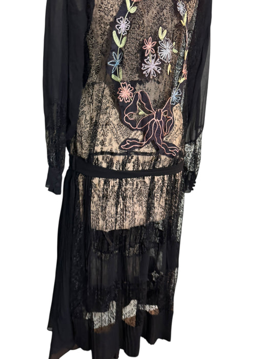 Orla, 30s silk and lace embroidered dress