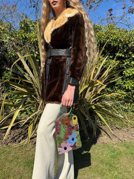 Georgia, 70s fur and leather bicolour jacket